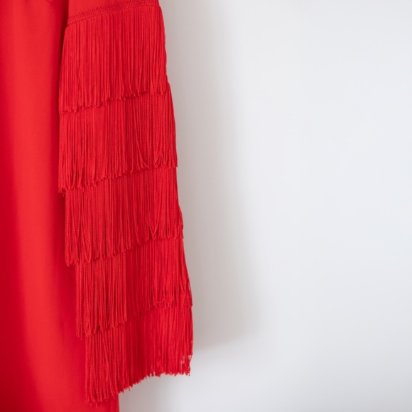 Stella McCartney Red/orange fringe sleeve mini Size 38 or small: - Picture 2 of 8